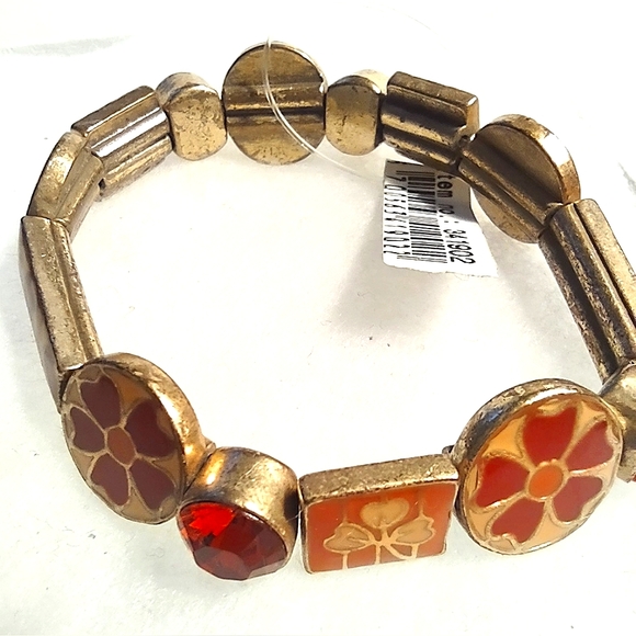 Stretchy Enamel Bracelet w/ Ruby & Garnet Crystals NWT - Picture 5 of 16